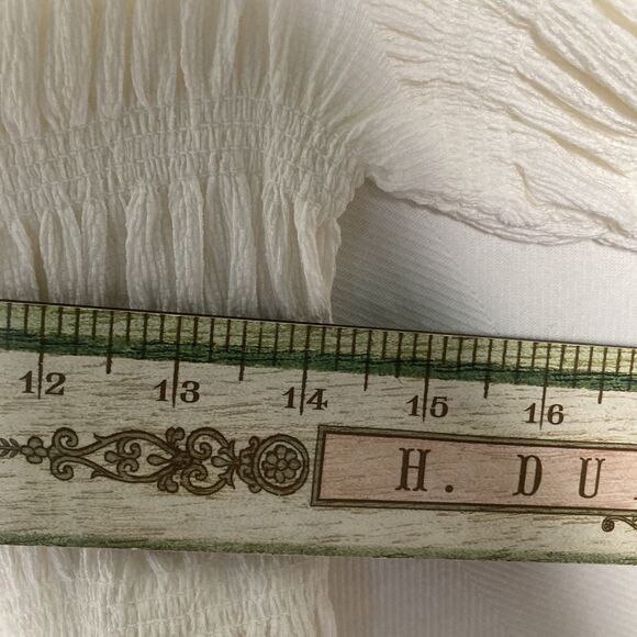 MAEVE Anthropologie Smocked Button Front Top XS Ivory Natural Cottagecore Chic - Picture 10 of 16